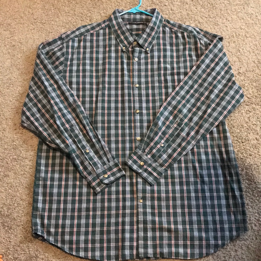 Michael Austin Green Plaid Mens Shirt